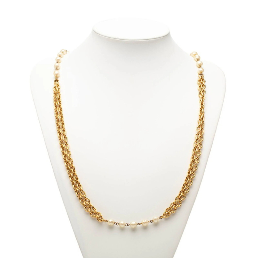 CHANEL Authentic Gold Pearl Necklace